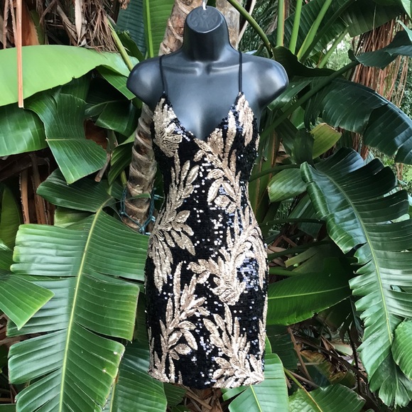 Leaf print sequin dress - Picture 3 of 11